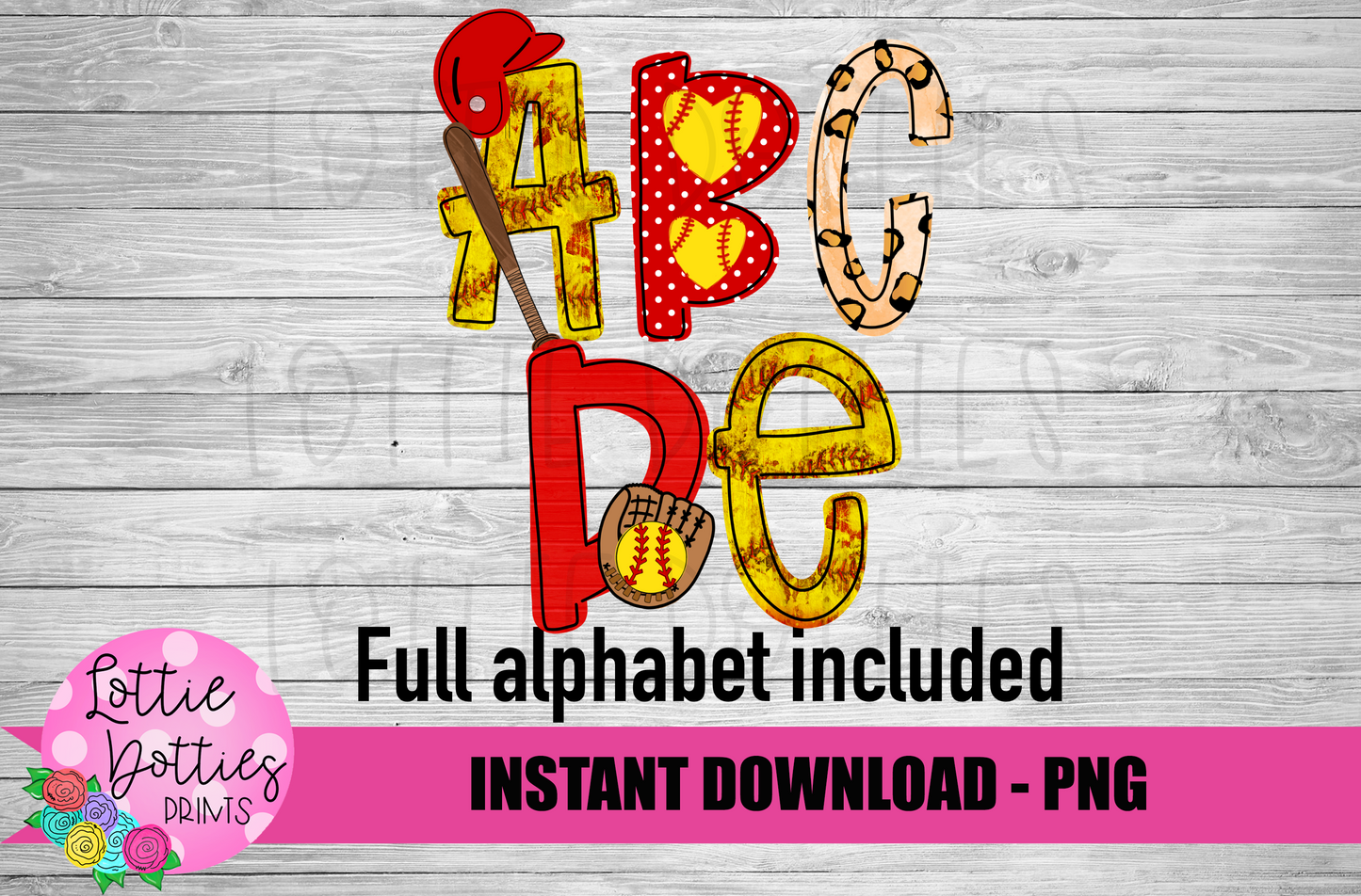 Softball Alphabet - Alpha Pack - Alphabet Clipart - Instant Download - Alpha Pack