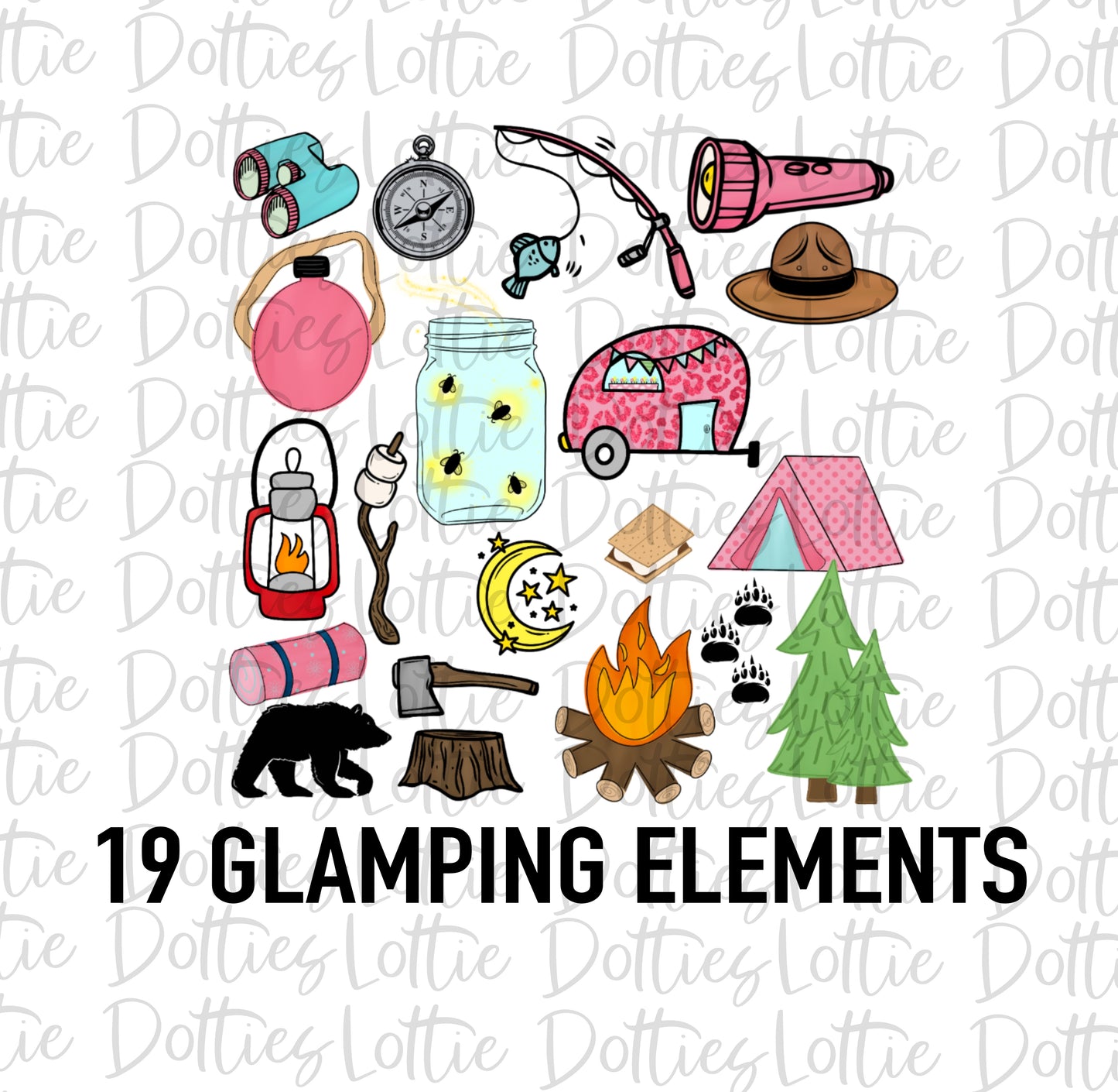 Glamping Camping Alphabet - Alpha Pack - Alphabet Clipart - Instant Download