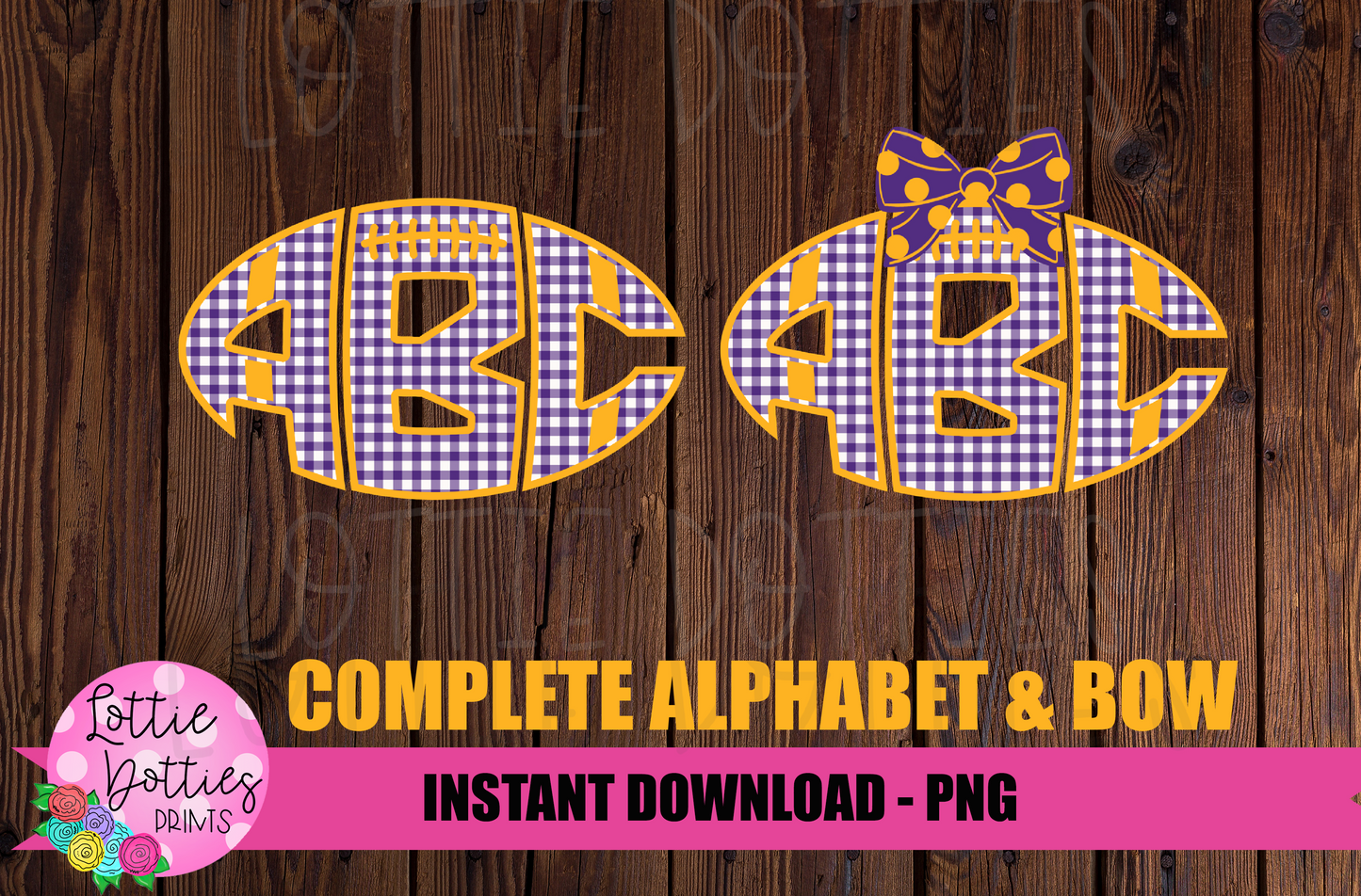 Football Alpha - Purple and Gold Alphabet - Alpha Pack - Alphabet Clipart - Instant Download - Alpha Pack
