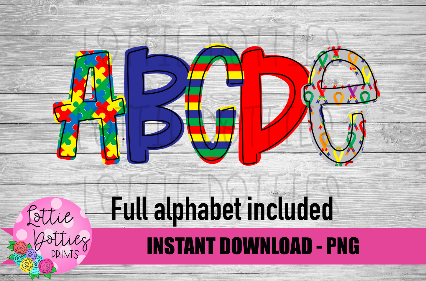 Autism Alphabet - Alpha Pack - Alphabet Clipart - Instant Download - Alpha Pack