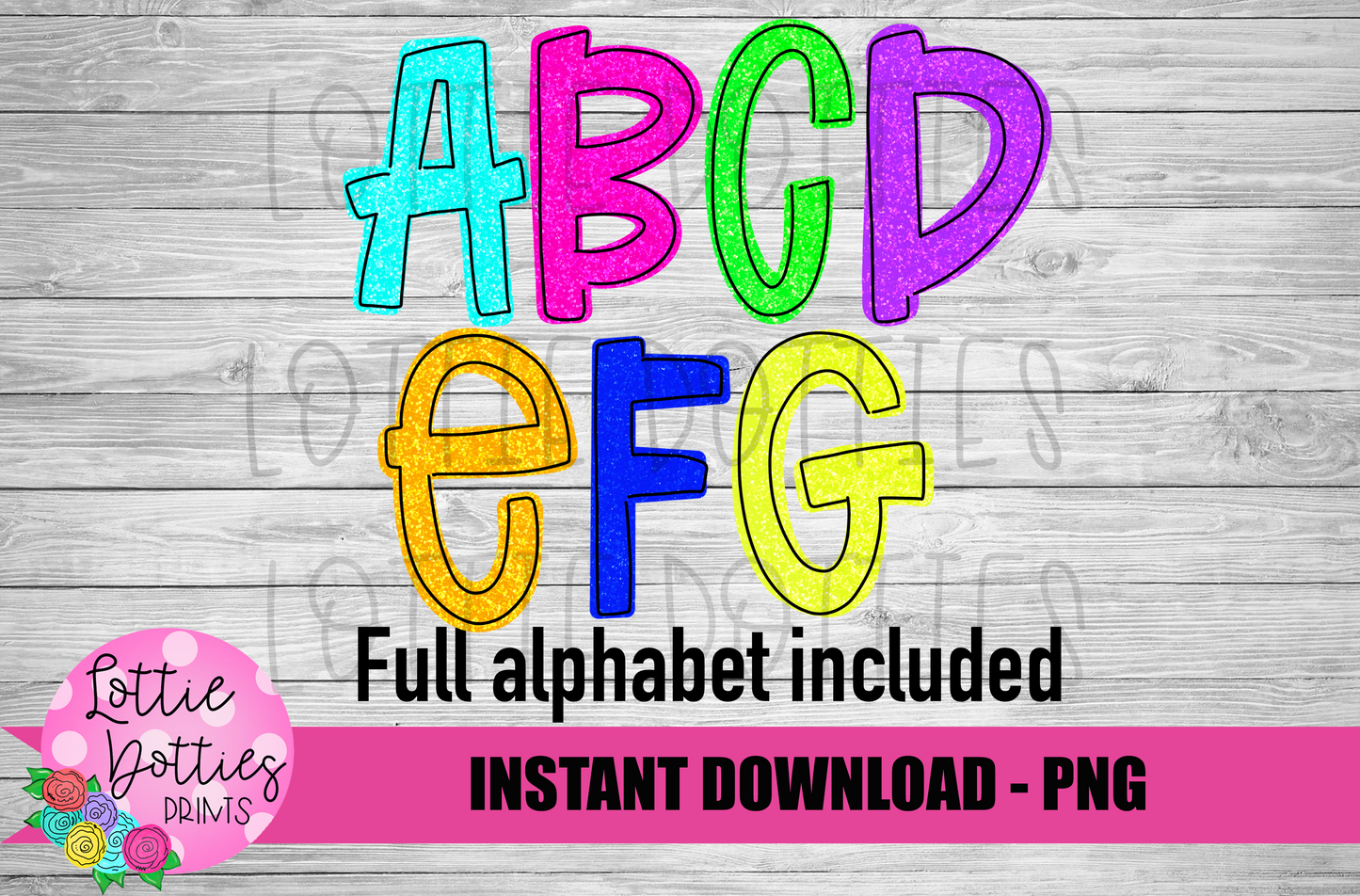 Neon Glitters Alphabet - Alpha Pack - Alphabet Clipart - Instant Download - Alpha Pack