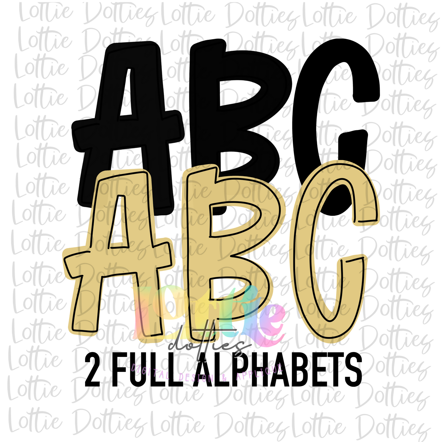 Black and Vegas Gold Spirit Alphabet - Alpha Pack - Alphabet Clipart - Instant Download - Girl Alpha Pack