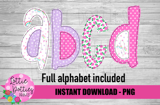 Unicorn Rosie Alphabet - Alpha Pack - Alphabet Clipart - Instant Download  - Alpha Pack