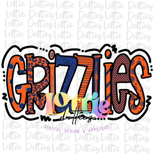 Grizzlies PNG - Grizzlies Sublimation - Digitial Download - Navy and Orange