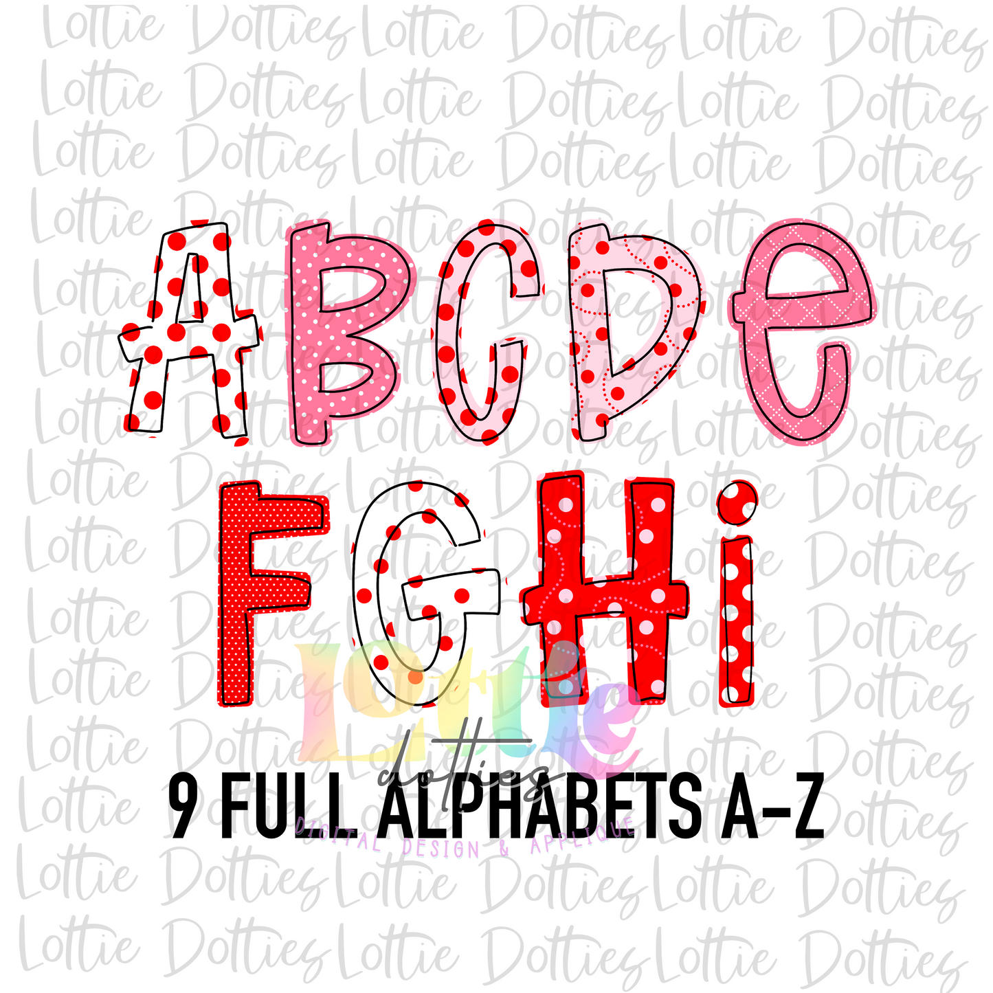 Dotty Valentine Alpha - Alpha Pack - Alphabet Clipart - Instant Download - Alpha Pack