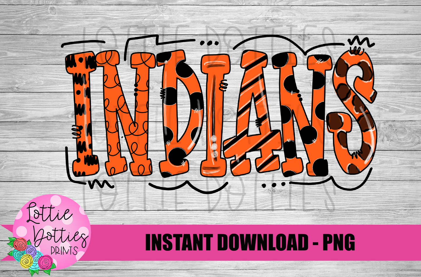 Indians PNG - Indians sublimation design - Digital Download - Orange and Black