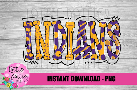 Indians PNG -  Indians sublimation design - Digital Download - Purple and Gold