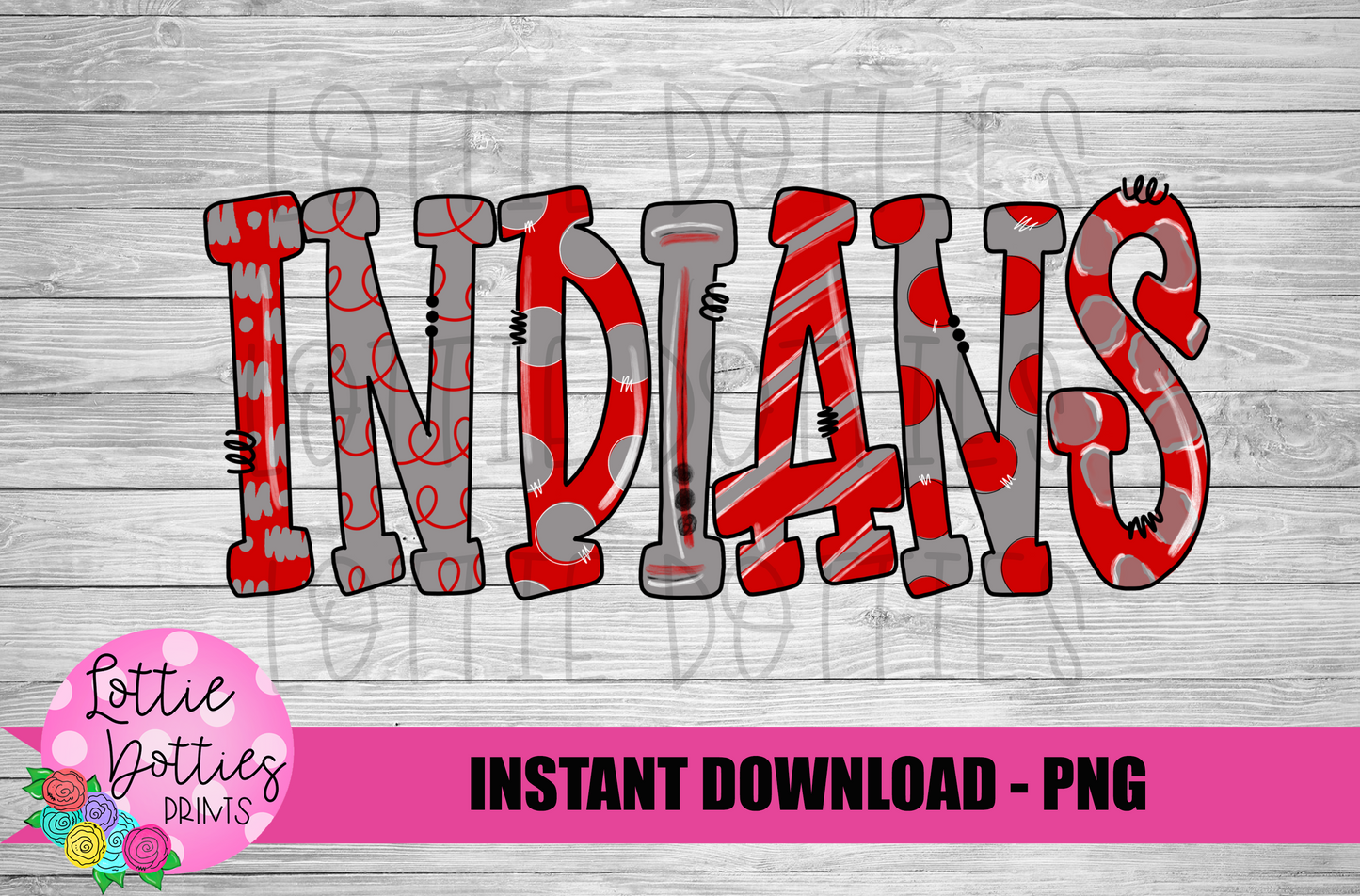 Indians PNG - Indians sublimation design - Digital Download - Red and Gray