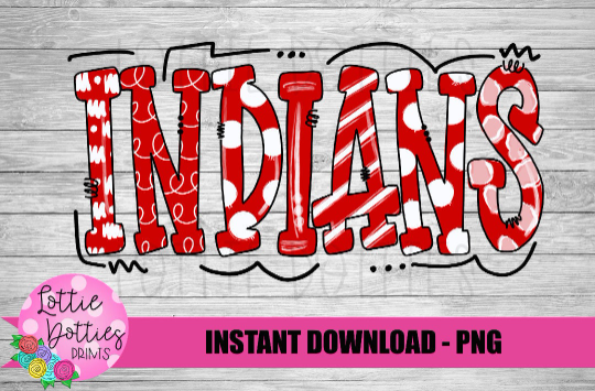 Indians PNG - Red and White - Indians sublimation design - Digital Download