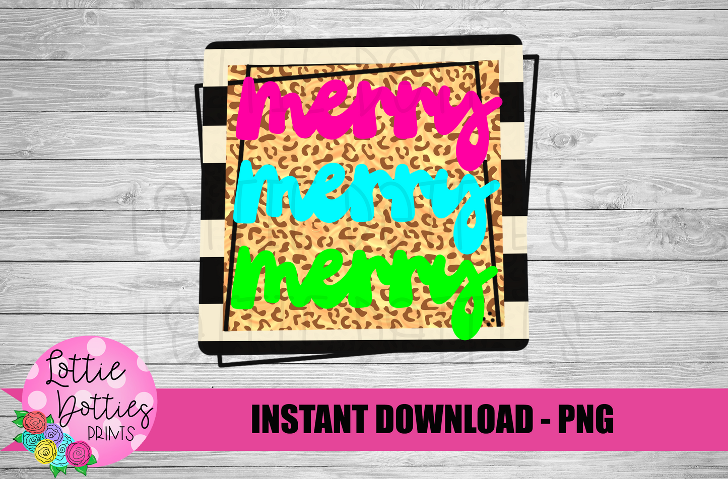 Merry Merry Merry Png - Christmas Sublimation Design- Digital Download - Leopard