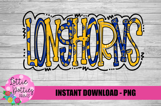 Longhorns  Png - Sublimation Design - Longhorns  Sublimation- Digital Download - Royal and Gold