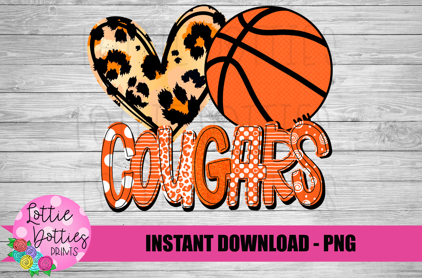 Love Basketball Cougars Png - Sublimation Design - Cougars Sublimation- Digital Download