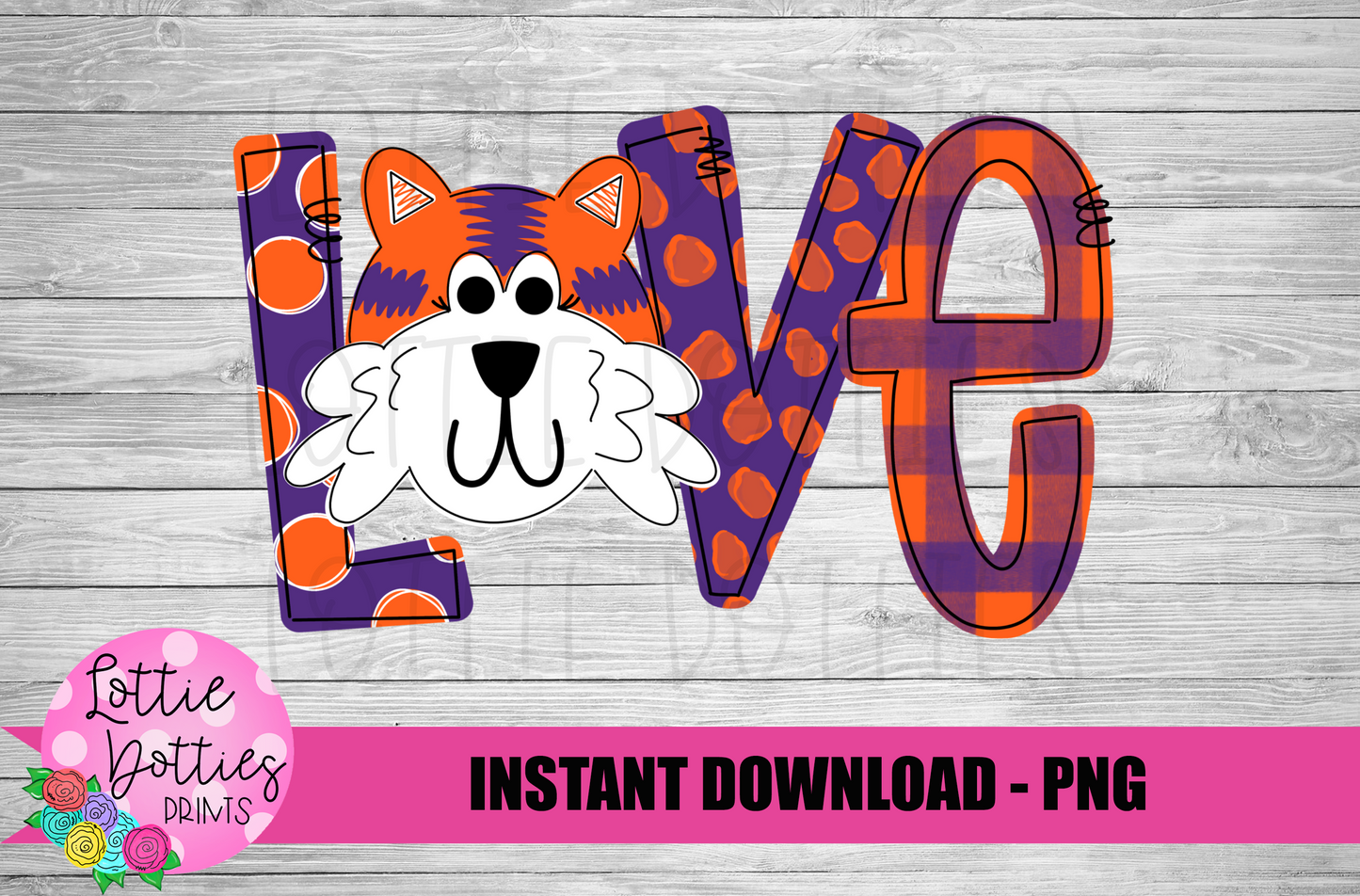 Love Tiger Png - Tiger Sublimation Design - Digital Download