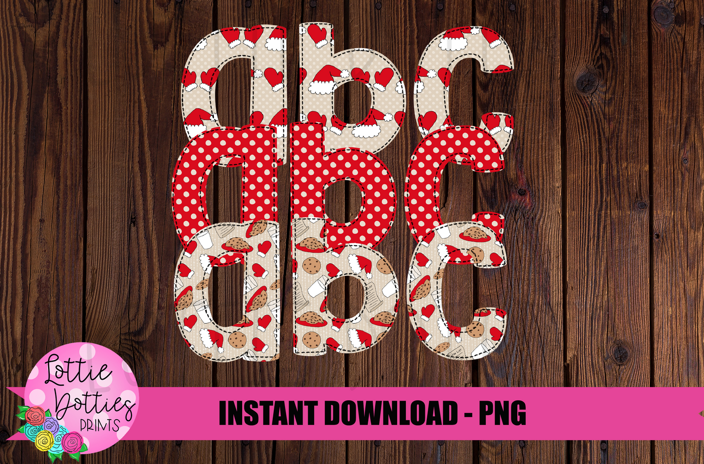 Milk and Cookies Faux Applique Alphabet - Alpha Pack - Alphabet Clipart - Instant Download - Christmas Alpha Pack