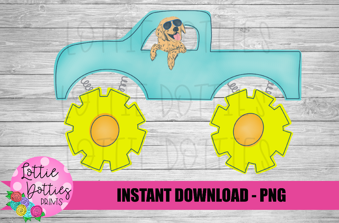 Monster Truck With Dog Png - Monster Truck Design - Monster Truck Sublimation