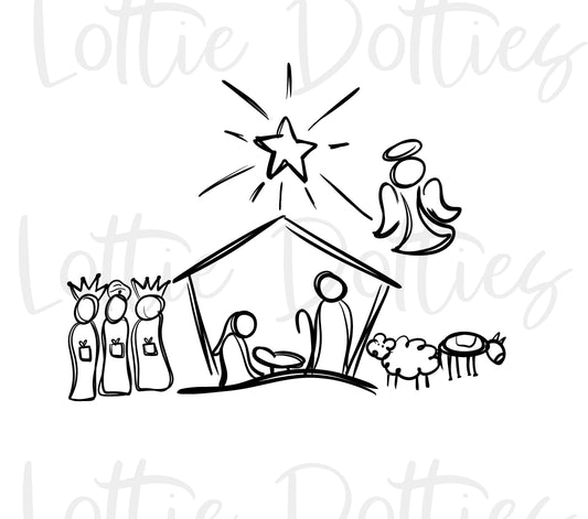 Nativity PNG - Nativity Sketch Sublimation - Digital Download