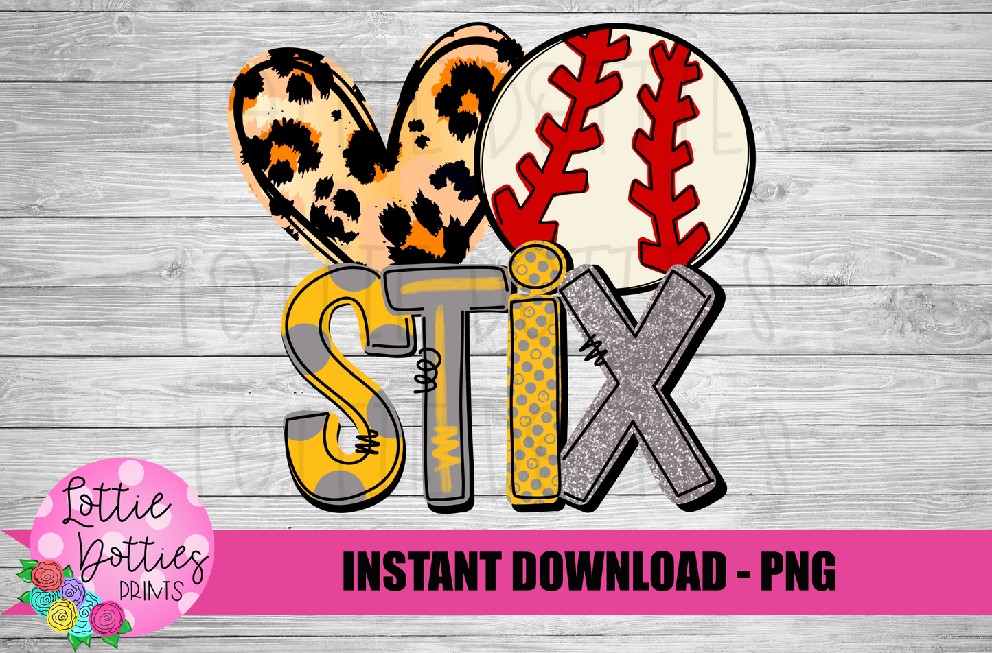 Peace Love Baseball - Stix Png - Mascot - Sublimation Design - Digital Download