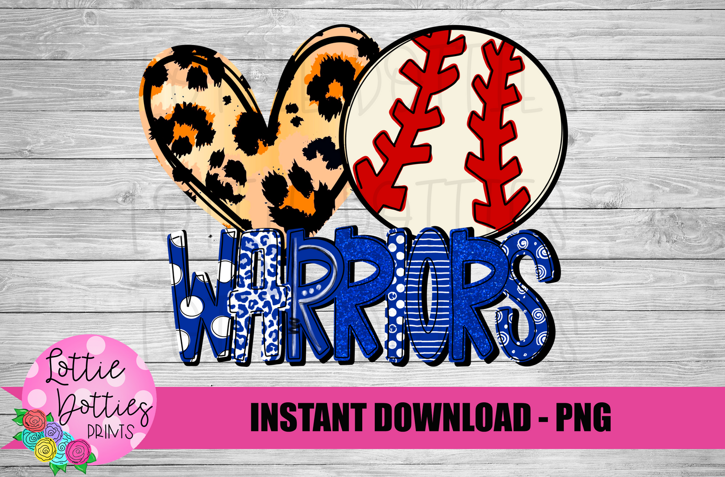 Peace Love Baseball - Warriors Png - Mascot - Sublimation Design - Digital Download
