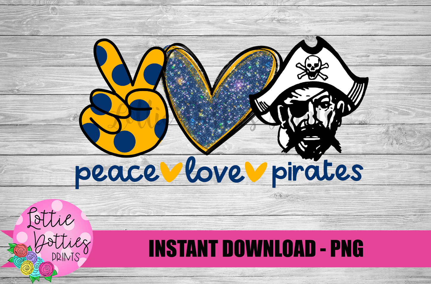 Peace love Pirates PNG - Bobcats sublimation design - Digital Download