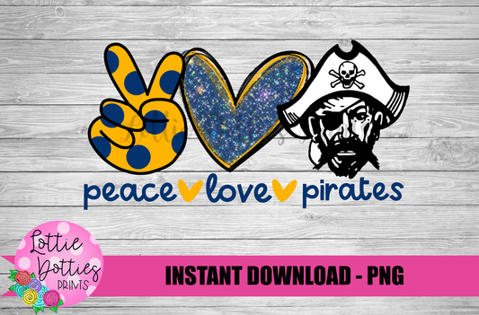 Peace love Pirates PNG - Bobcats sublimation design - Digital Download