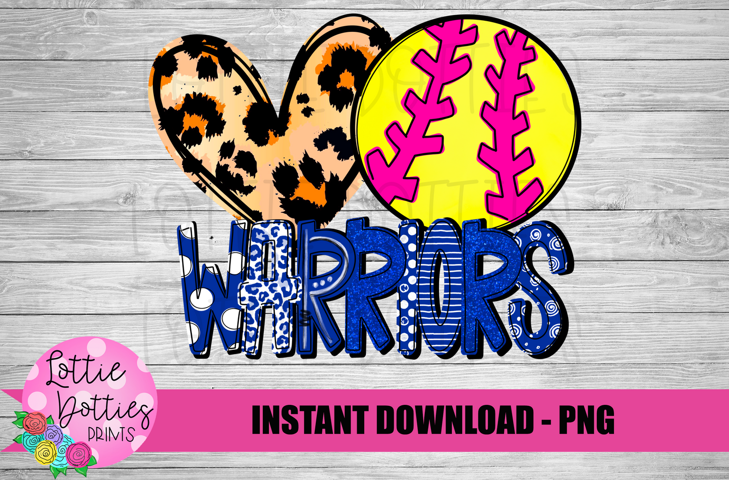 Peace Love Warriors Softball Png - Mascot Sublimation Design - Digital Download