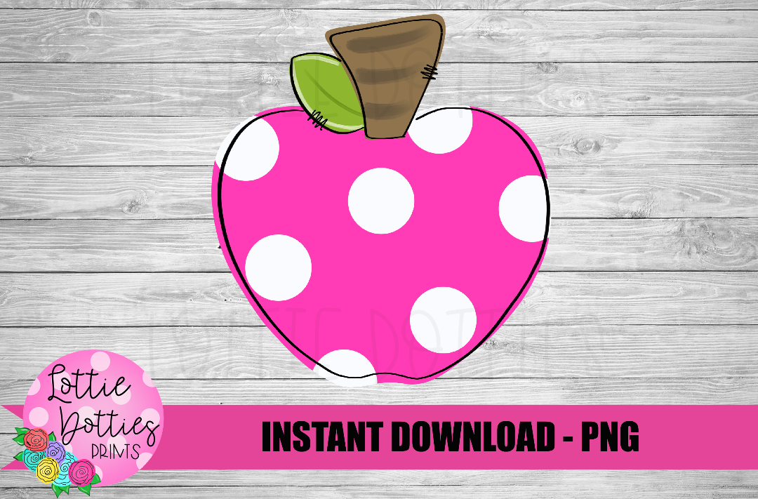 Pink Apple Png - School Sublimation Design - Digital Download