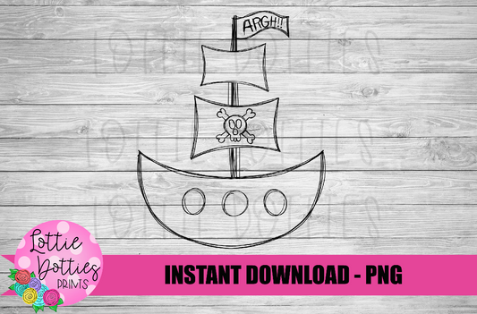 Pirate Ship PNG - Sketch Pirate Ship Sublimation