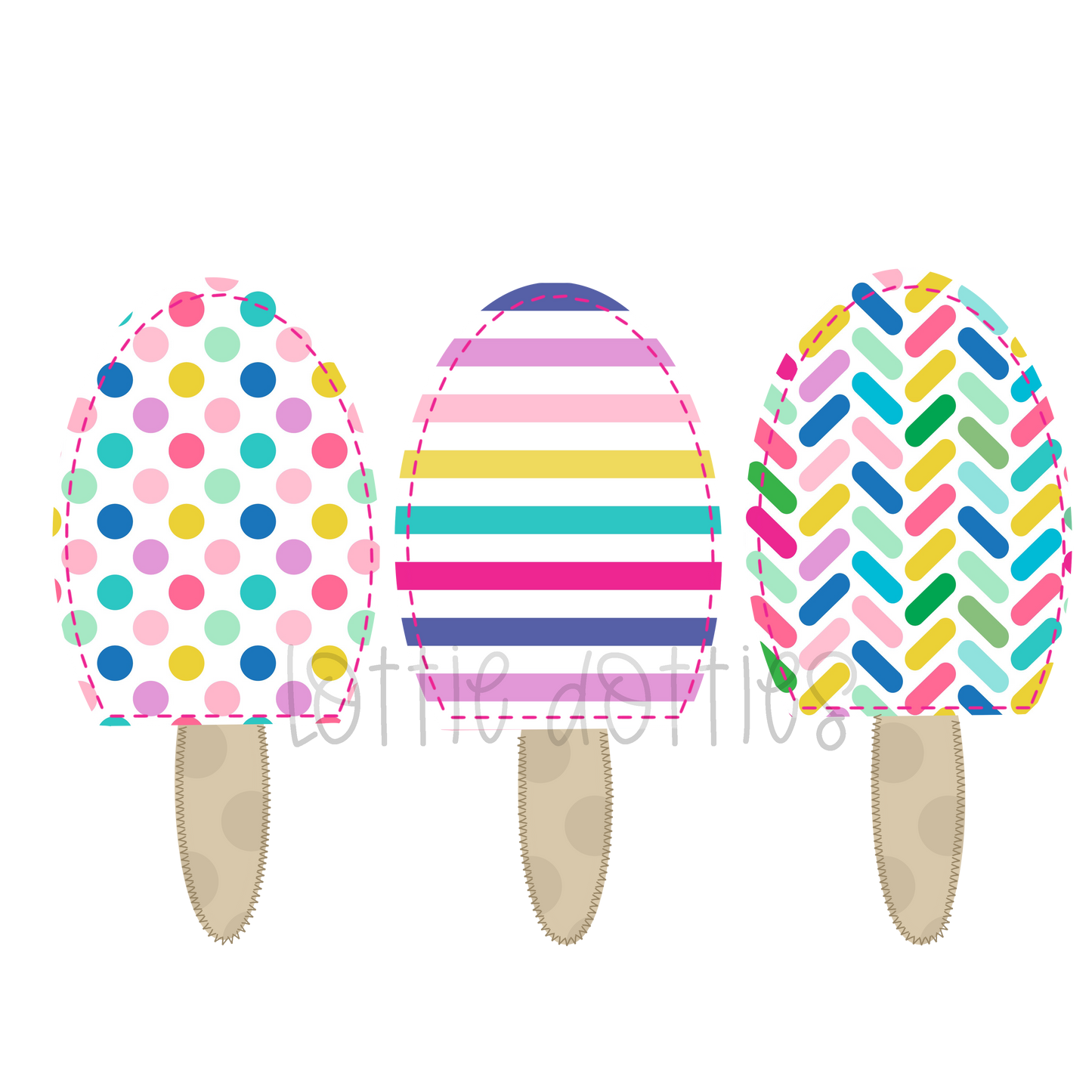 Faux Applique Popsicle Trio PNG