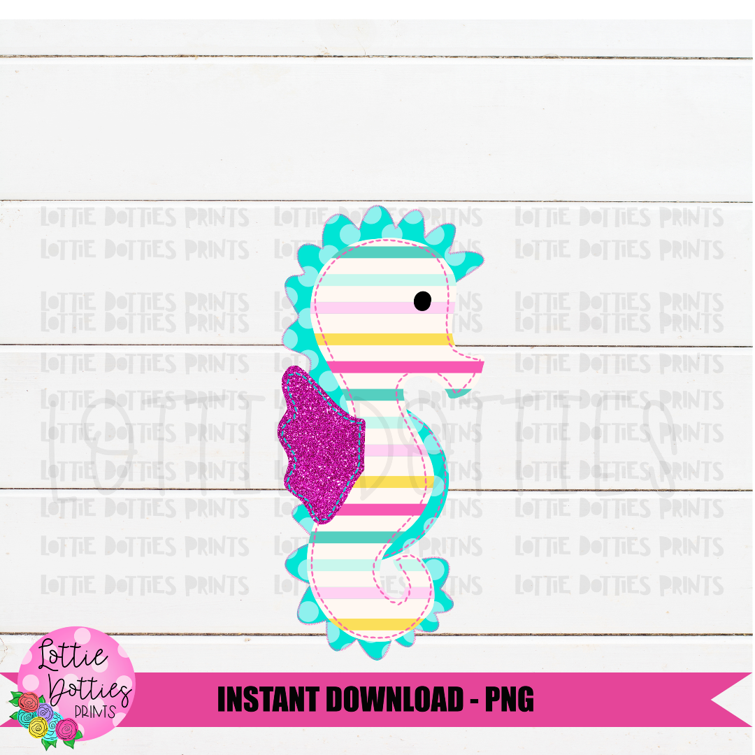 Faux Applique Seahorse Png - Faux Applique Png - Summer sublimation - Digital Download