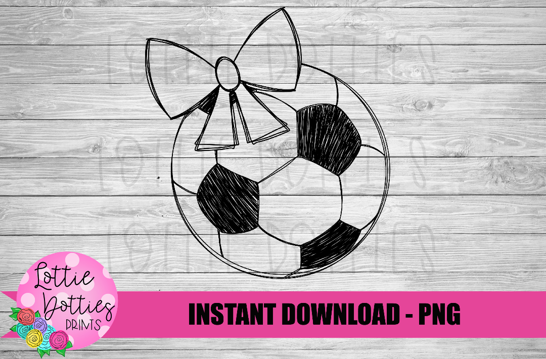 Girl Soccer Ball Png - Soccer Ball With Bow Sketch Design - Girl Soccer Ball with Bow Design