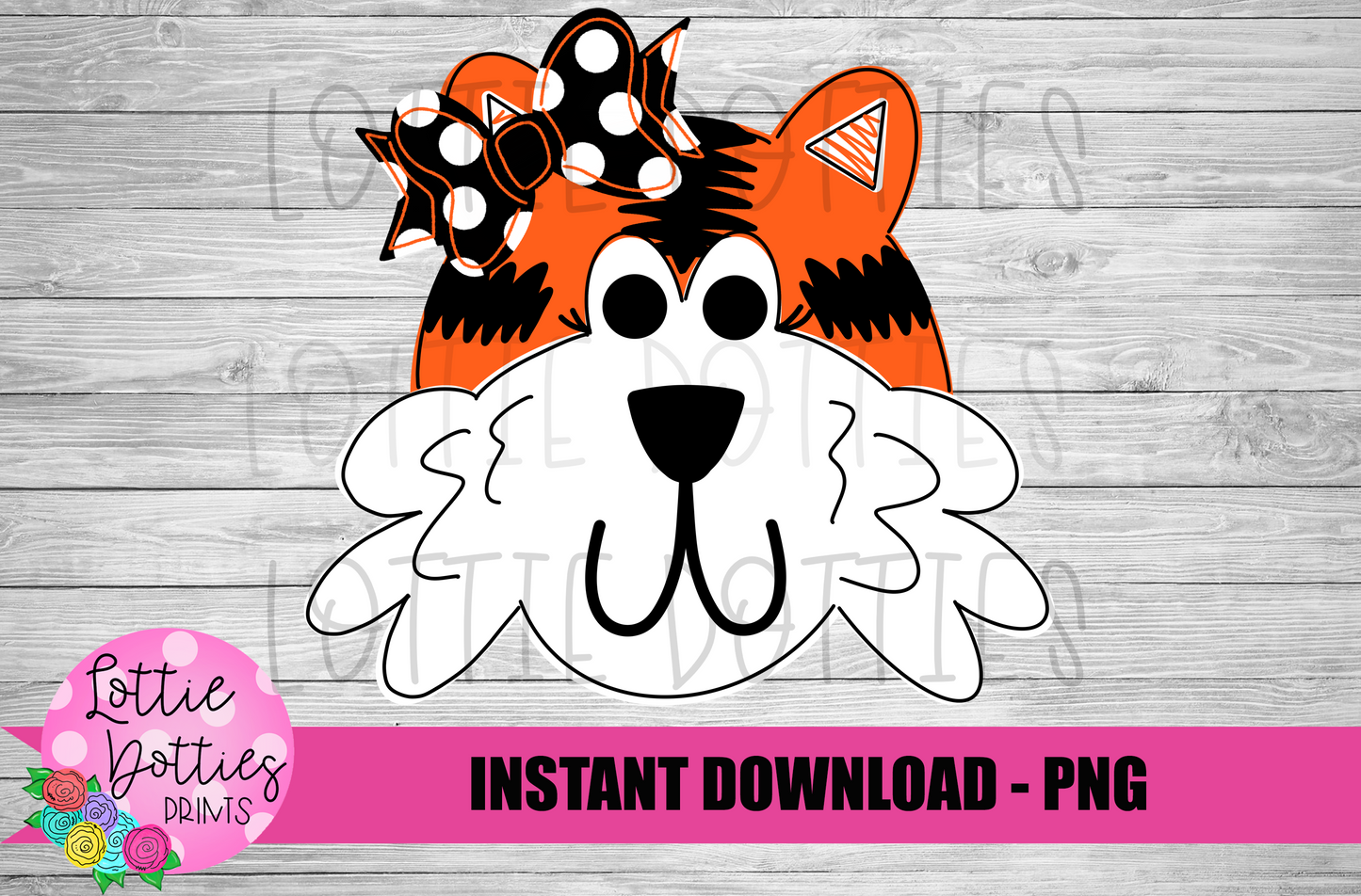 Tiger Png - Black and Orange Bow - Football Sublimation Design