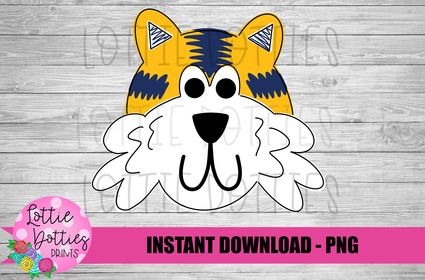 Tiger Png - Navy and Gold - Football Sublimation Design