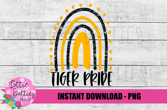 Tiger Pride Png - Tigers Sublimation Design - Black and gold - Digital Download - Team Rainbow