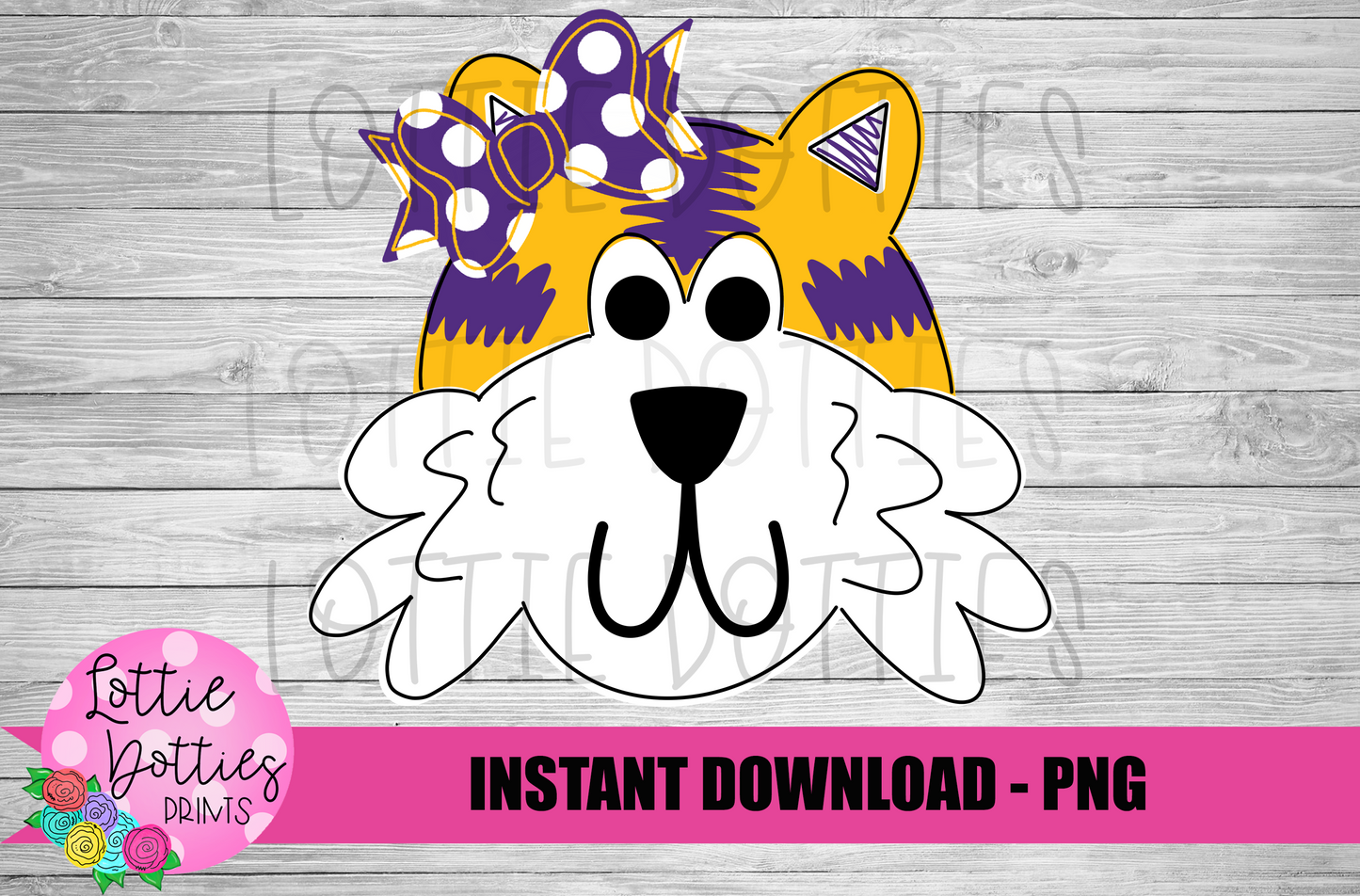 Tiger Png - Purple and Gold Bow - Football Sublimation Design