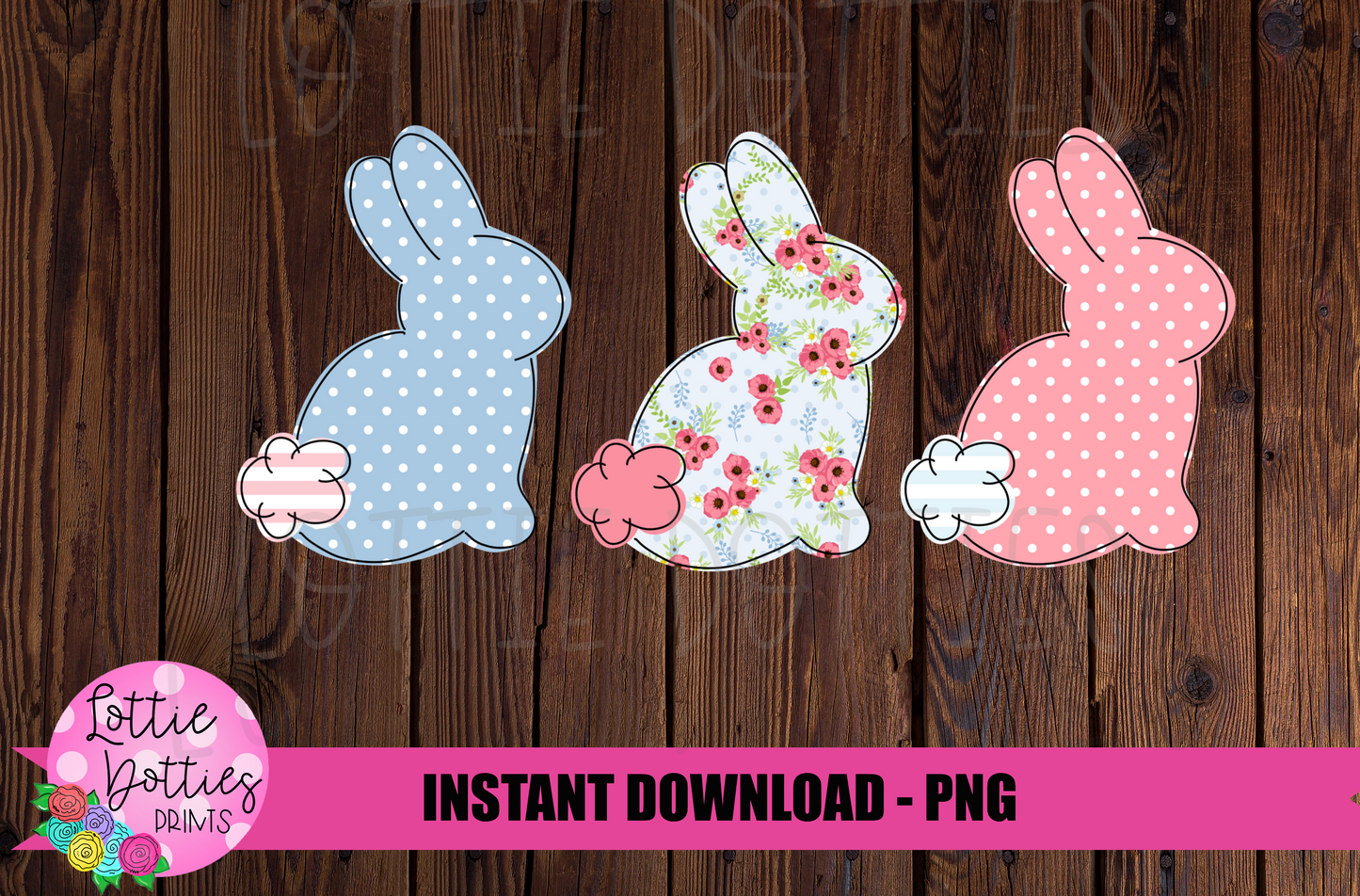 Trio Bunnies PNG - Easter Sublimation - Digital Download