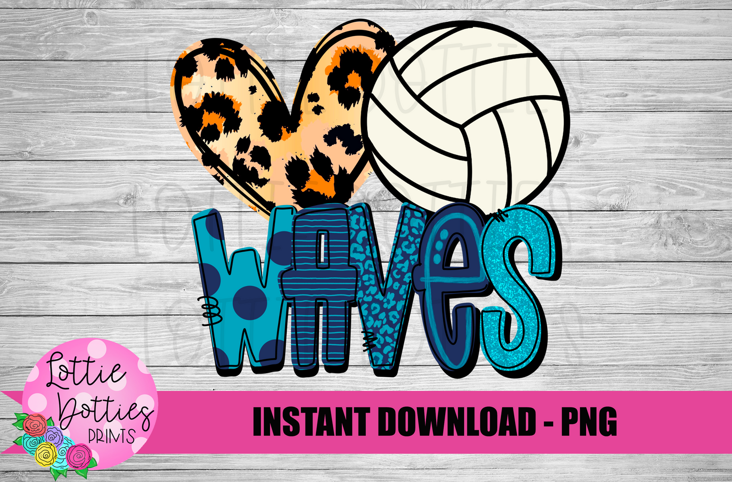 Love Waves Volleyball PNG - Waves - Volleyball Png - Digital Download