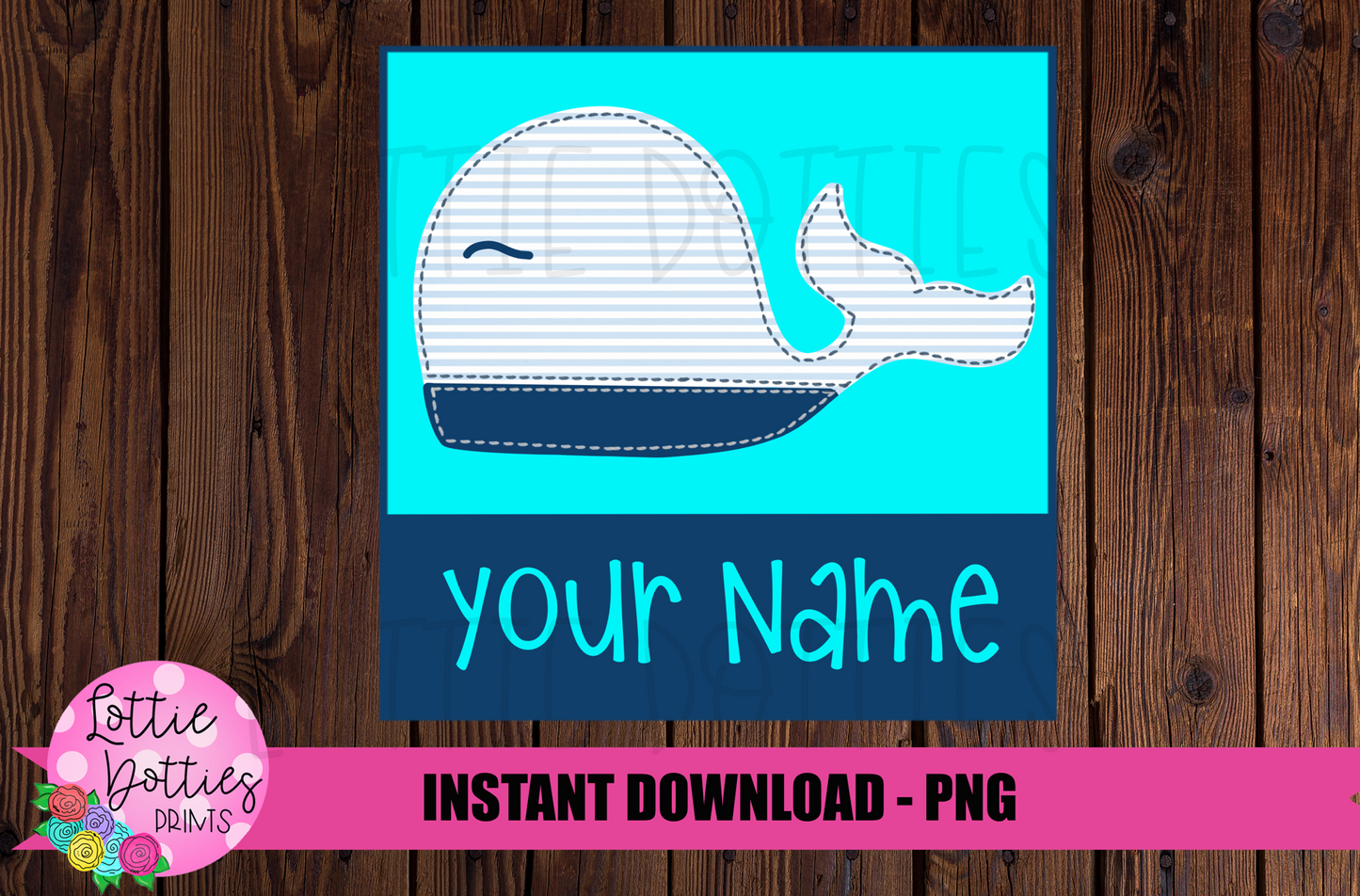 Whale In Box Png - Faux Applique Whale Png - Summer Sublimation Designs - Digital Download