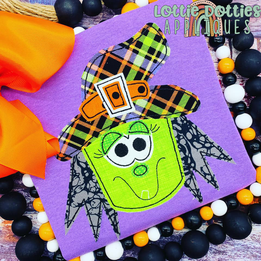 Witch Applique Design - Machine Embroidery - Instant Download
