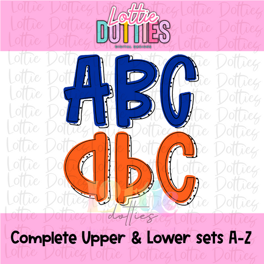 Royal & Orange Dottie alpha  - Alpha Pack - Alphabet Clipart - Alphabet