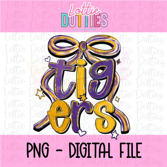 Tigers PNG - Purple & Gold Tiger Spirit - Sublimation - Digital Download