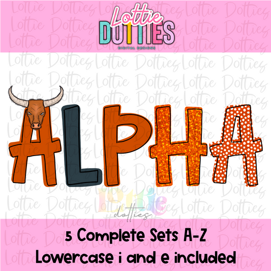 Longhorns Alpha - Longhorns Alpha Pack - Alphabet Clipart - Instant Download  - Alpha Pack -