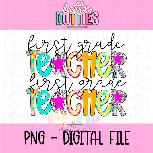 First Grade Teacher PNG - Poppy Teacher Designs - Digital Download