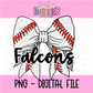 Falcons PNG - Falcons Baseball bow design - Digital Download