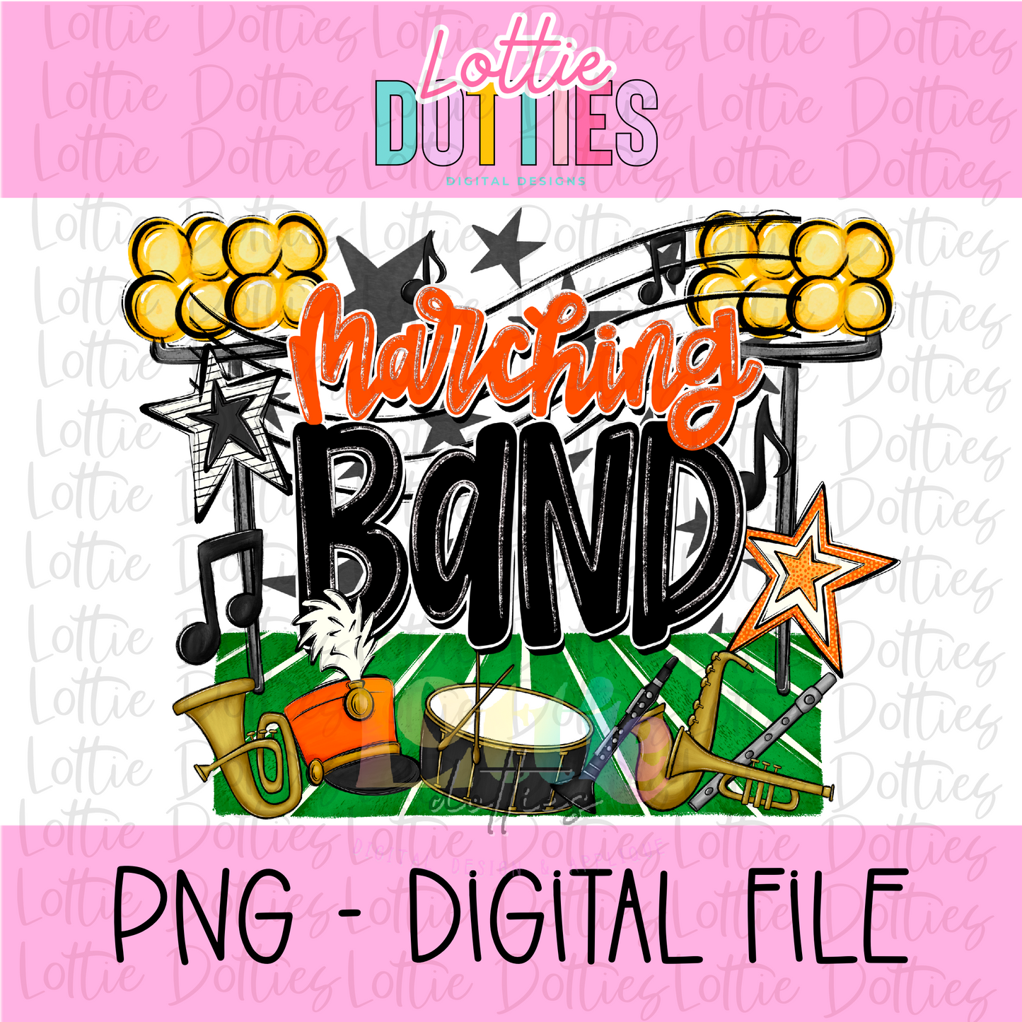 Marching Band PNG - Orange and Black Marching Band design - Digital Download