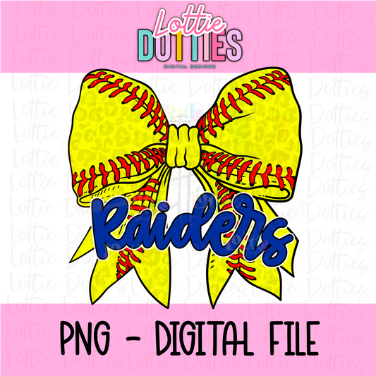 Raiders Softball Bow Png - Raiders Blue Sublimation Design - Digital Download