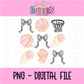 Pink Basketballs & Bows - Basketball Png - Basketball Sublimation Design- Digital Download