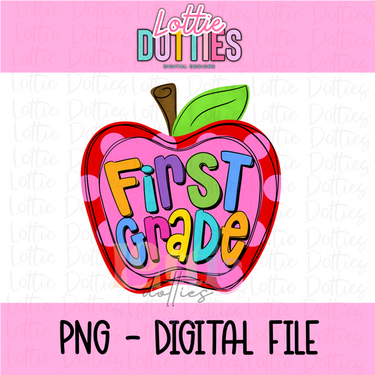 First Grade Apple PNG - 1st Grade Apple Sublimation - Digital Design