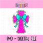Cross PNG - Pink Cross Blue Bow Sublimation - Digital Download