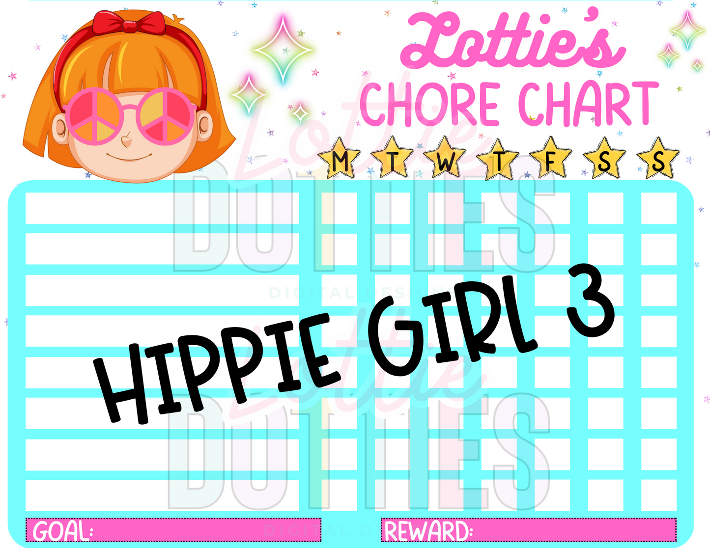 Hippie Girl Chore Chart Template - Hippie Girl 3