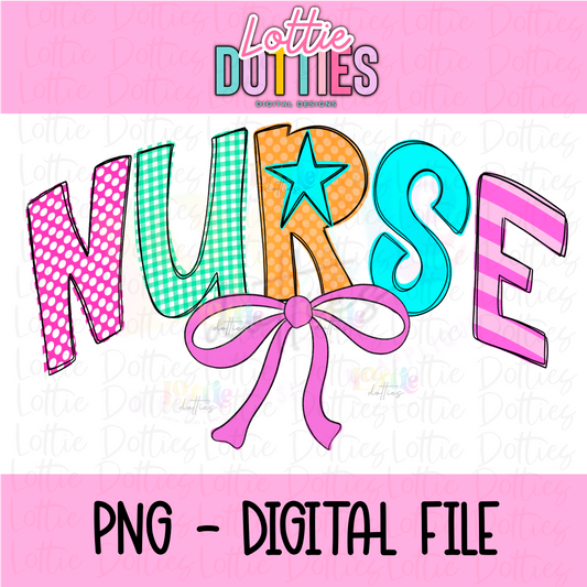 Nurse - Nurse Bow PNG- Instant Download
